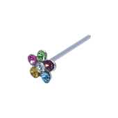 Beautiful Flower Silver Straight Nose Stud NSKA-1336