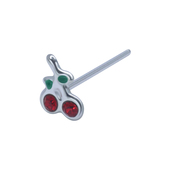 Cherry Silver Straight Nose Stud NSKA-1338