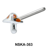 Stone Mushroom Shaped Silver Straight Nose Stud NSKA-363