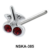 Cherries with Stone Silver Straight Nose Stud NSKA-385