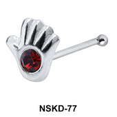 Stony Palm Shaped Silver Bone Nose Stud NSKD-77