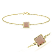 Gold Plated Pink Jade Square Silver Bracelet BRS-286-GP