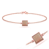 Rose Gold Plated Pink Jade Square Silver Bracelet BRS-286-RO-GP