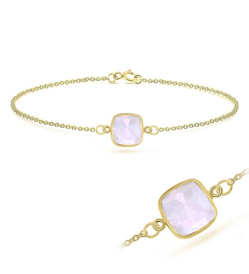 Rose Quartz Square Shape Bracelet Brs 234 Gp