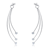 Silver Long Shaped Earrings HME-10