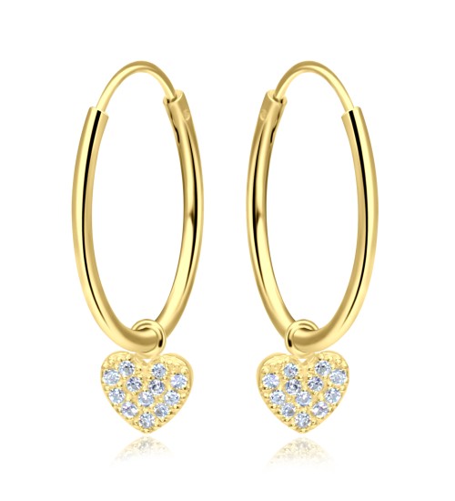 Heart with CZ Stone Silver Hoop Earring HO-1643-GP