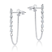 Shiny CZ with Chain Stud Earrings STC-209