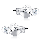 Stone Set Eye Shaped Stud Earrings STF-366