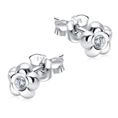 Stone Set Flower Shaped Stud Earrings STF-75