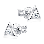 Stone Set Triangle Shaped Stud Earrings STF-92