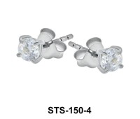 Round CZ 4 mm. Stud Earrings STS-150-4