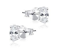 CZ Oval Stud Earrings STS-153