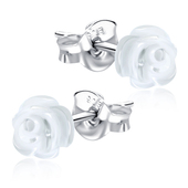 White Quartz Rose Stud Earring STS-2579