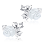 White Quartz Flower Stud Earring STS-2580