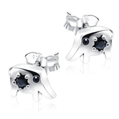 Stone Set Elephant Shaped Silver Stud Earrings STS-261