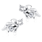 Heart Stone Elephant Shaped Silver Studs Earrings STS-262