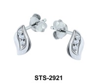 Leaf Shaped with CZ Stones Stud Earring STS-2921