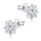 Flower Shaped CZ Stones Stud Earring STS-2966