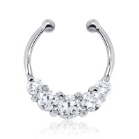 Stone Set Shape Septum Clip Ring STCR-03