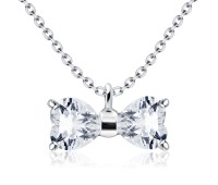 Necklace Silver CZ Bow Shape SPE-201