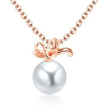 Rose Gold Plated Pearl Necklaces SPE-205-RO-GP