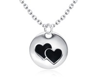 Cute Double Heart Silver Necklace SPE-2087