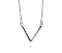 Rhodium Plated Letter V Silver Necklace SPE-2149-RP