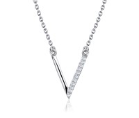 V Shaped with CZ Silver Necklace SPE-2153