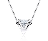 V Shaped and CZ Stone Silver Necklace SPE-2310