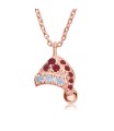 Christmas Hat With CZ Crystal Silver Necklace SPE-5230