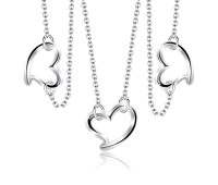 Tri Heart Silver Necklaces Line SPE-88