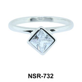 Silver Ring CZ Diamond Shaped NSR-732